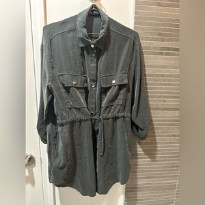 Zara Gray Button Collard Dress